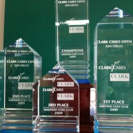 Multiple Crystal clear Laser engraved awards