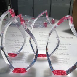 Crystal clear Flame Shaped Laser engraved awards