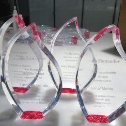 Crystal clear Flame Shaped Laser engraved awards