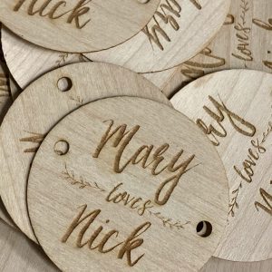 Laser engraved wooden wedding invites
