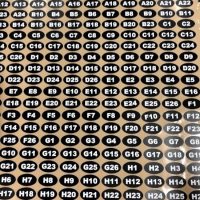 Adhesive number plates on sheets