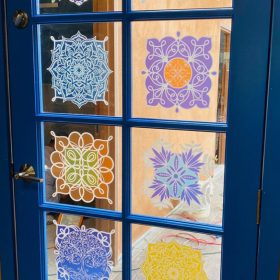 Geometric Window Decals on door windows