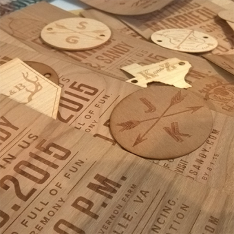 Wood engraved wedding invites